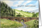 General Birthday Fine Art Scawgill Bridge in Cumbria Watercolor card