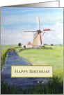 General Birthday Fine Art Dutch Windmill in Holland Painting card
