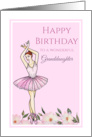 For Granddaughter on Birthday Ballerina with Pink Dress Illustration card