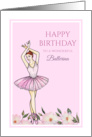 For A Ballerina on Birthday Ballerina with Pink Dress Illustration card