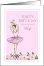 For Wife on Birthday Ballerina with Pink Dress Illustration card