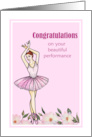 Congratulations on Performance Ballerina with Pink Dress Illustration card