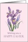 General Happy Easter Wish Purple Irises Watercolor Painting card