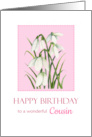 For Cousin on Birthday Watercolor Snowdrops Bloom Painting card