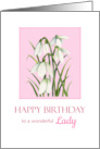 For a Lady on Birthday Watercolor Snowdrops Bloom Painting card