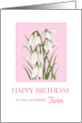 For My Twin on Birthday Watercolor Snowdrops Painting card