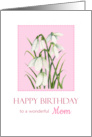 For Mom on Birthday Watercolor Snowdrops Painting card