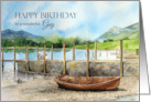 For Him on Birthday Watercolor Derwentwater Lake England card