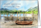 For Step Father on Birthday Watercolor Derwentwater Lake England card