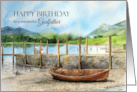 For Godfather on Birthday Watercolor Derwentwater Lake England card
