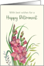 General Happy Retirement Watercolor Warm Peachy Gladioli Illustration card