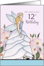 12th Birthday Wishes Fairy Princess Pen Watercolor Illustration card