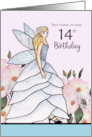 14th Birthday Wishes Fairy Princess Pen Watercolor Illustration card