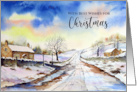 Best Wishes on Christmas Winterly Lane Watercolor Painting card