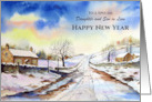 For Daughter and Son in Law New Year Wishes Wintery Lane Painting card