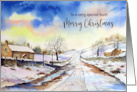 For Aunt on Christmas Wintery Lane Snow Watercolor Painting card
