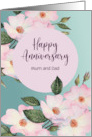 For Mum and Dad Happy Anniversary Watercolor Pink Roses Botanical card