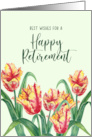 General Happy Retirement Watercolor Yellow Parrot Tulips Illustration card