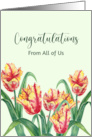 Congratulations From All of Us Watercolor Yellow Tulips Painting card