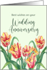 General Wedding Anniversary Watercolor Yellow Tulips Flower Painting card