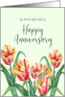 From Both of Us on Anniversary Watercolor Yellow Tulips Painting card