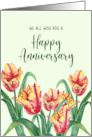 From All of Us on Anniversary Watercolor Yellow Tulips Painting card