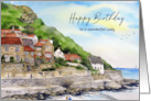 For Her on Birthday Runswick Bay Watercolor Landscape Painting card