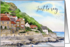 Just to Say Hello Runswick Bay England Watercolor Landscape Painting card