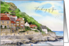 Thinking of You Runswick Bay England Watercolor Landscape Painting card