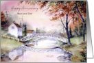 To Mum and Dad on Wedding Anniversary Arched Bridge Maine Painting card