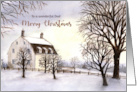 For Dad on Christmas Winter in New England Watercolor Painting card