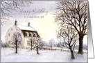 For Mum on Birthday Winter in New England Watercolor Painting card