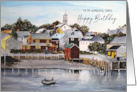 For Fiance on Birthday Portsmouth Harbor Landscape Painting card