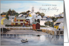 For Teacher on Birthday Portsmouth Harbor Landscape Painting card