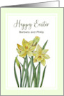 For Barbara and Philip on Easter Custom Watercolor Daffodils Painting card
