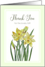 Thank You for The Gift Watercolor Daffodils Floral Painting card