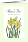 Thank You for Helping Us Move Watercolor Daffodils Floral Painting card