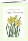 For A Couple on Anniversary Watercolor Daffodil Botanical Painting card