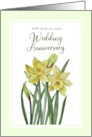 General Wedding Anniversary Watercolor Daffodil Botanical Painting card