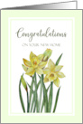 Congratulations on Your New Home Watercolor Daffodil Painting card