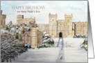 Happy Birthday on New Year’s Eve Windsor Castle England Painting card