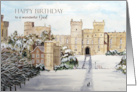 For Dad on Birthday Windsor Castle England Winter Painting card