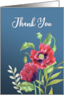 General Thank You Red Poppies Watercolor Botanical Flower Painting card