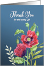 Thank You for The Gift Red Poppies Watercolor Botanical Painting card