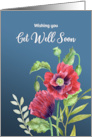 General Get Well Soon Red Poppies Watercolor Botanical Flower Painting card