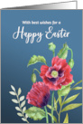 General Happy Easter Wishes Red Poppies Watercolor Flower Painting card