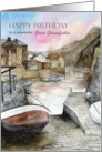 For Great Grandfather on Birthday Staithes England Watercolor Painting card