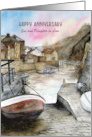 For Son and Daughter in Law on Anniversary Staithes England Painting card