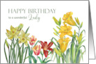 For Her on Birthday Spring Flowers Watercolor Illustration card