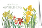 For 60th Birthday Spring Flowers Watercolor Floral Illustration card